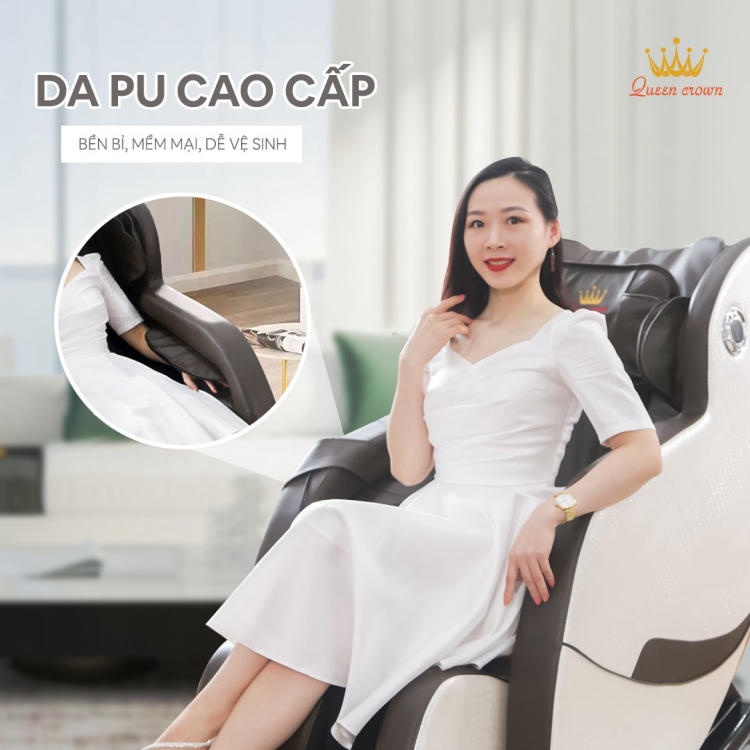 Ghe Massage Queen Crown Qc T19 Duoc Lam Tu Da Pu Cao Cap