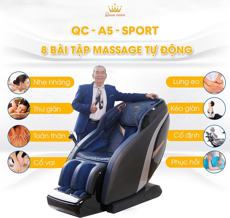Ghe Massage Queen Crown Qc A5 Sport Thiet Lap 8 Bai Tap Tu Dong