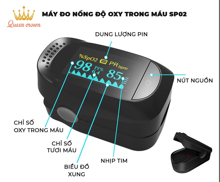 May Do Nong Do Oxy Trong Mau Pulse Oximeter A2 Man Hinh Oled