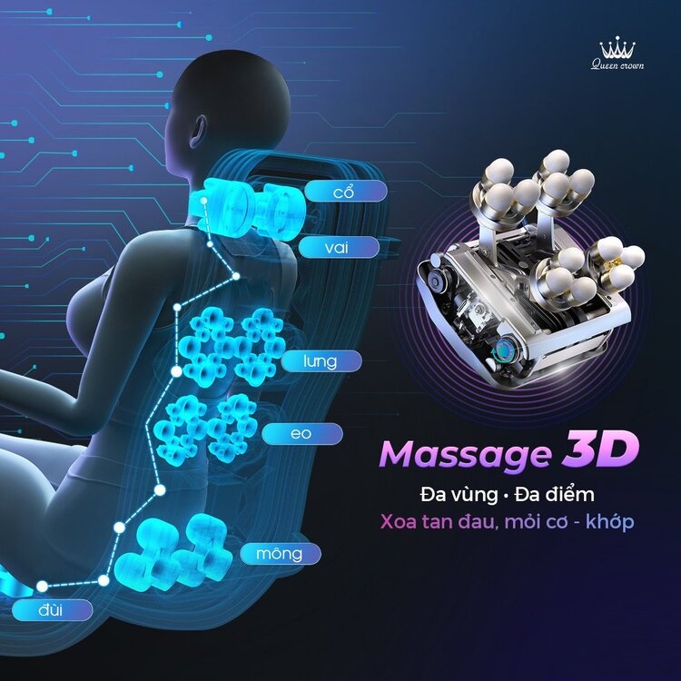 Ghe Massage Queen Crown Qc V9 Plus Ung Dung Cong Nghe 3d
