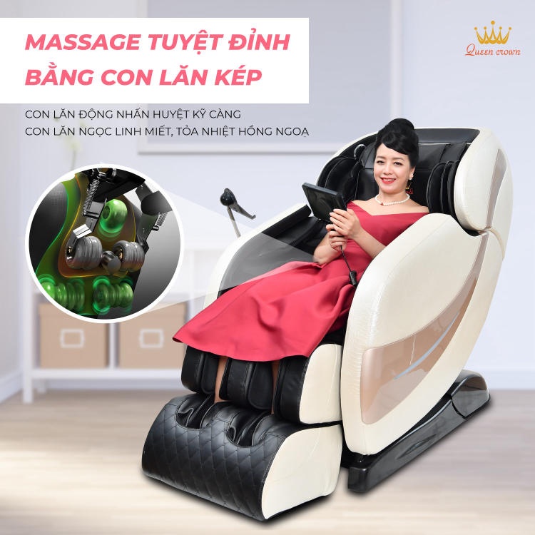 Ghế massage Queen Crown QC CX7 Plus có con lăn kép