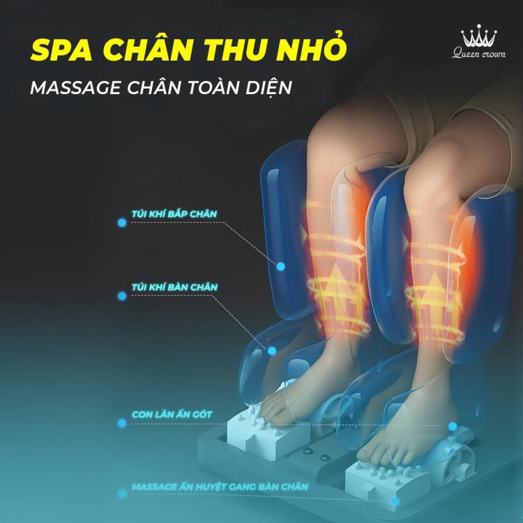 Ghe Massage Queen Crown Fantasy X1 Trang Bi Cum Massage Chan Kieu Thai